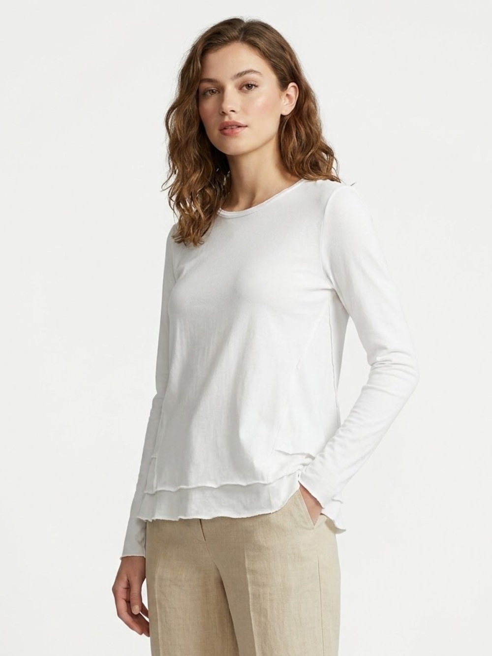 Rundholz Black Label Lagenlook Raw Hem Pleated Back Top White S